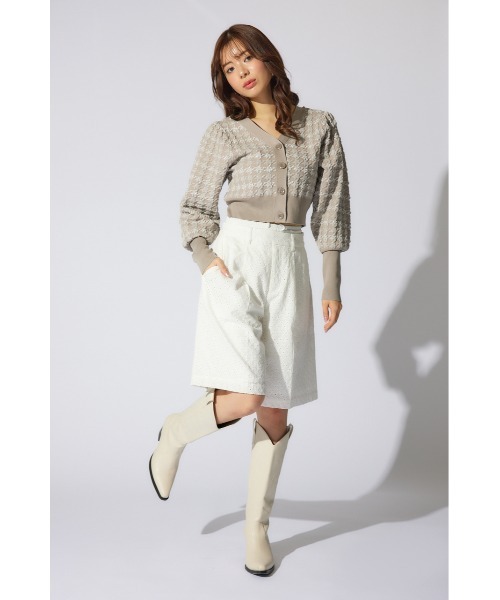 rienda（リエンダ）の「2WAYチェックパターンニットカーディガントップス（カーディガン/ボレロ・レディース・ブラック/ベージュ/イエロー・FREE）」の14枚目の写真