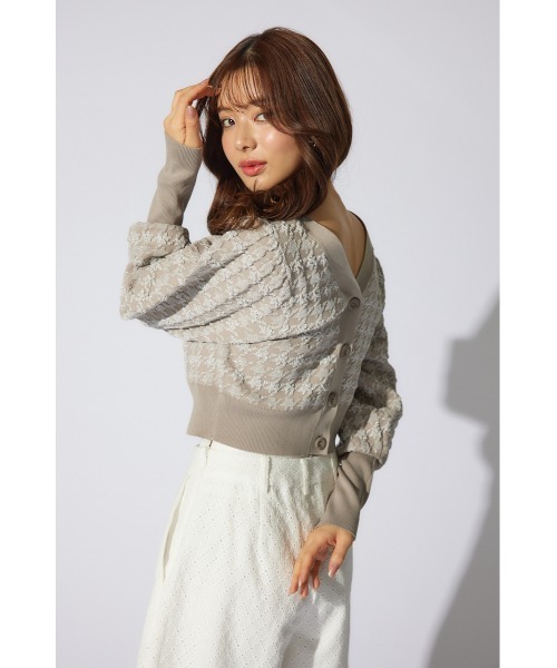 rienda（リエンダ）の「2WAYチェックパターンニットカーディガントップス（カーディガン/ボレロ・レディース・ブラック/ベージュ/イエロー・FREE）」の16枚目の写真