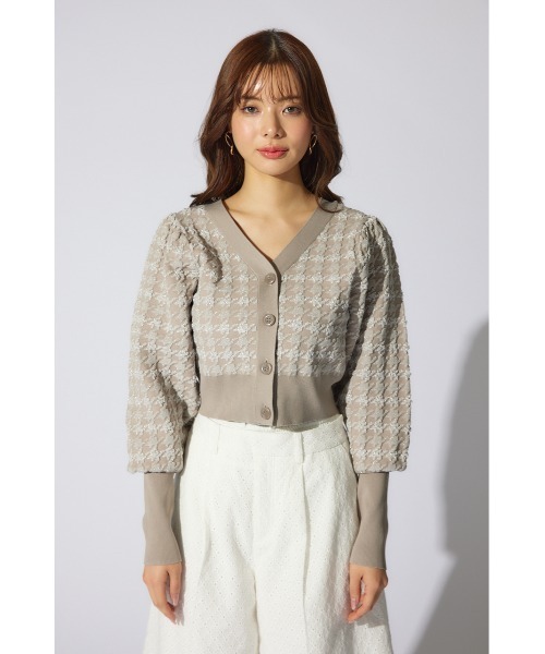 rienda（リエンダ）の「2WAYチェックパターンニットカーディガントップス（カーディガン/ボレロ・レディース・ブラック/ベージュ/イエロー・FREE）」の17枚目の写真