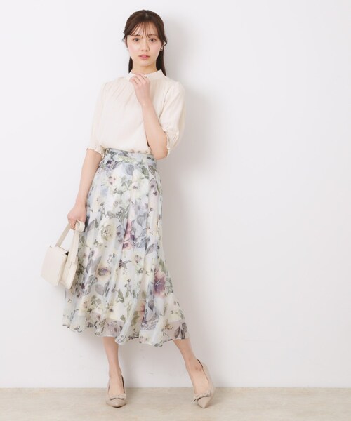 couture brooch（クチュールブローチ）の「【SS～LLサイズ・二の腕カバー・通勤】RTピケシャーリングブラウス（シャツ/ブラウス・レディース・アイボリー/ダークグレー/サンドベージュ・36/38/40/34/42）」の7枚目の写真