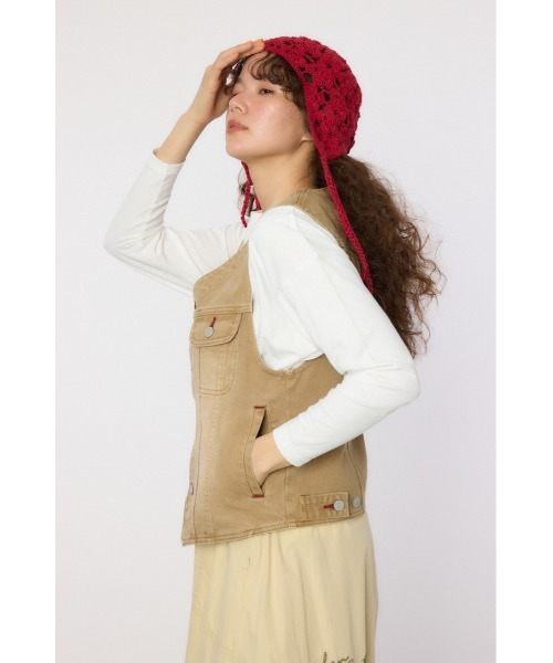 RODEO CROWNS WIDE BOWL（ロデオクラウンズワイドボウル）の「V CUT デニムベスト（ベスト・レディース・ブルー/ブラウン・FREE）」の11枚目の写真