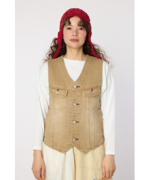 RODEO CROWNS WIDE BOWL（ロデオクラウンズワイドボウル）の「V CUT デニムベスト（ベスト・レディース・ブルー/ブラウン・FREE）」の15枚目の写真