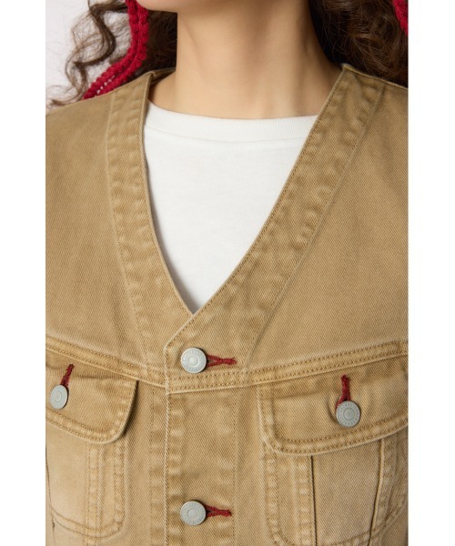 RODEO CROWNS WIDE BOWL（ロデオクラウンズワイドボウル）の「V CUT デニムベスト（ベスト・レディース・ブルー/ブラウン・FREE）」の18枚目の写真