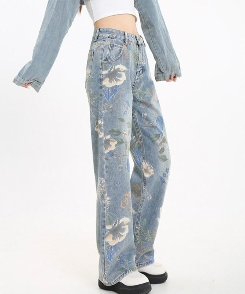 UP START（アップスタート）の「【LAMPOON】フラワープリントデニムパンツ（デニムパンツ・レディース・ブルー・MEDIUM/LARGE）」の4枚目の写真