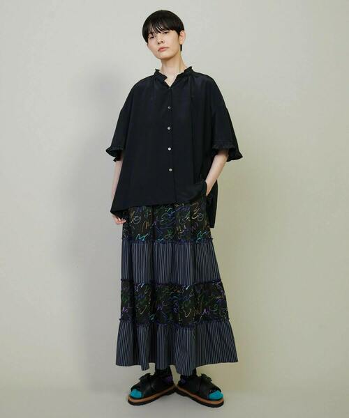 FRAPBOIS（フラボア）の「グラッフィー ティアードスカート（スカート・レディース・ブルー/ブラック・0/1）」の9枚目の写真