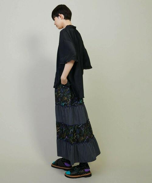 FRAPBOIS（フラボア）の「グラッフィー ティアードスカート（スカート・レディース・ブルー/ブラック・0/1）」の10枚目の写真