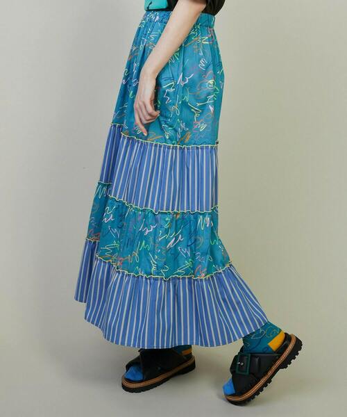 FRAPBOIS（フラボア）の「グラッフィー ティアードスカート（スカート・レディース・ブルー/ブラック・0/1）」の12枚目の写真