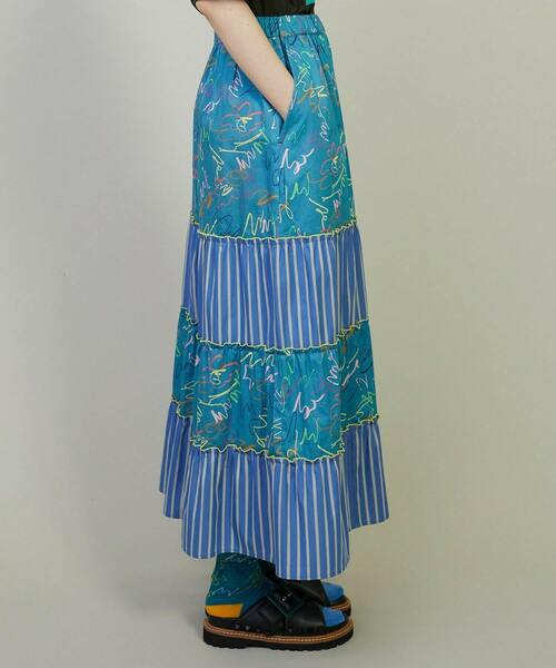 FRAPBOIS（フラボア）の「グラッフィー ティアードスカート（スカート・レディース・ブルー/ブラック・0/1）」の14枚目の写真