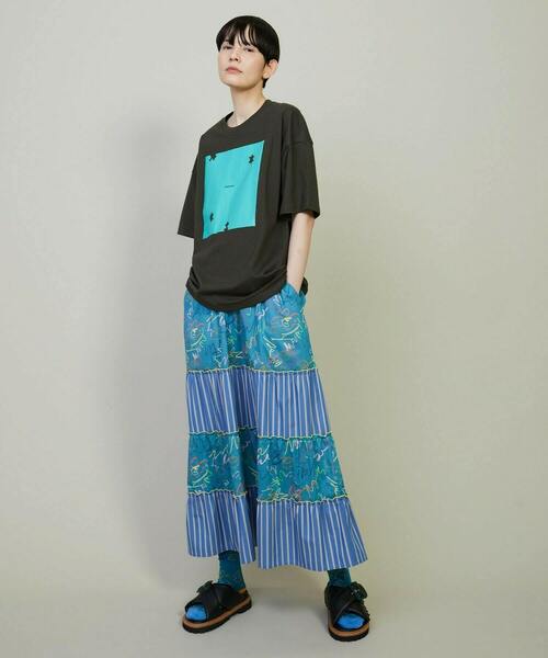 FRAPBOIS（フラボア）の「グラッフィー ティアードスカート（スカート・レディース・ブルー/ブラック・0/1）」の15枚目の写真