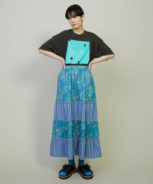 FRAPBOIS（フラボア）の「グラッフィー ティアードスカート（スカート・レディース・ブルー/ブラック・0/1）」の17枚目の写真