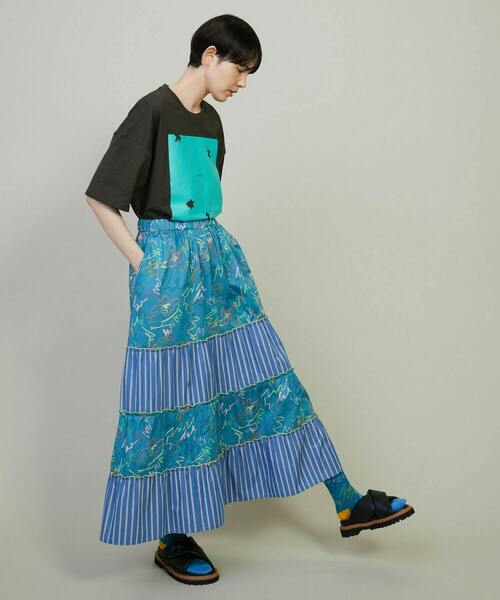 FRAPBOIS（フラボア）の「グラッフィー ティアードスカート（スカート・レディース・ブルー/ブラック・0/1）」の18枚目の写真