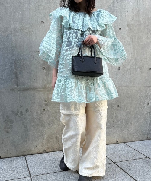 セール】flower organdie frill tunic（チュニック）｜HONEY MI