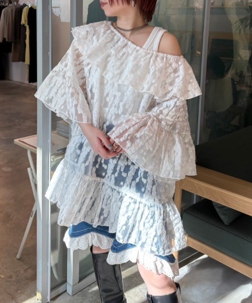セール】flower organdie frill tunic（チュニック）｜HONEY MI