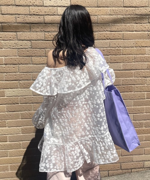 HONEY MI HONEY(ハニーミーハニー)の「flower organdie frill tunic(チュニック・レディース・ミント/ピンク/ホワイト/ブラック・FREE)」の8枚目の写真