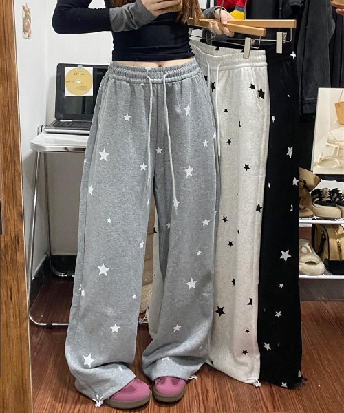 WEGO（ウィゴー）の「WEGO/星柄ルーズスウェットパンツ（スウェットパンツ・レディース・オフホワイト/ブラック/グレー・MEDIUM/LARGE）」の4枚目の写真