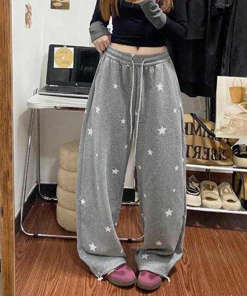 WEGO（ウィゴー）の「WEGO/星柄ルーズスウェットパンツ（スウェットパンツ・レディース・オフホワイト/ブラック/グレー・MEDIUM/LARGE）」の5枚目の写真