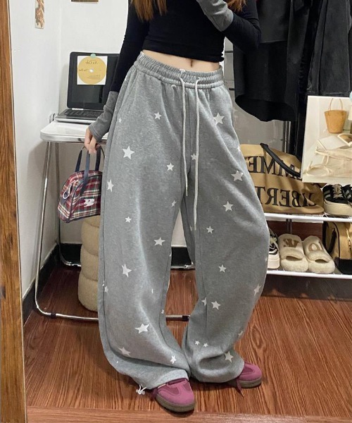 WEGO（ウィゴー）の「WEGO/星柄ルーズスウェットパンツ（スウェットパンツ・レディース・オフホワイト/ブラック/グレー・MEDIUM/LARGE）」の7枚目の写真