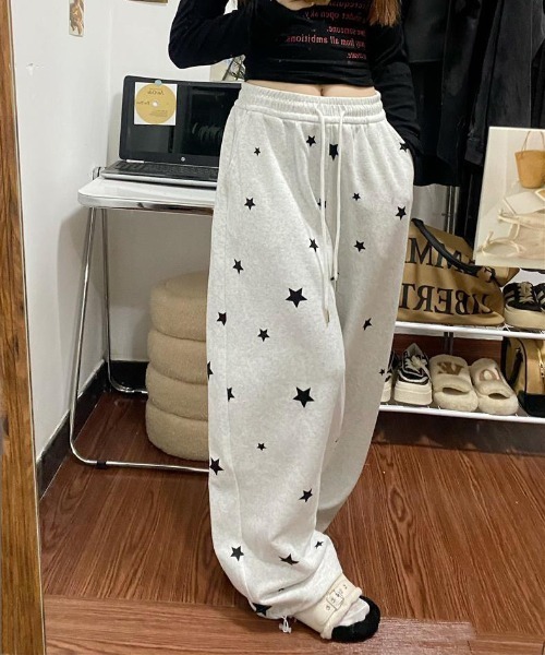 WEGO（ウィゴー）の「WEGO/星柄ルーズスウェットパンツ（スウェットパンツ・レディース・オフホワイト/ブラック/グレー・MEDIUM/LARGE）」の12枚目の写真