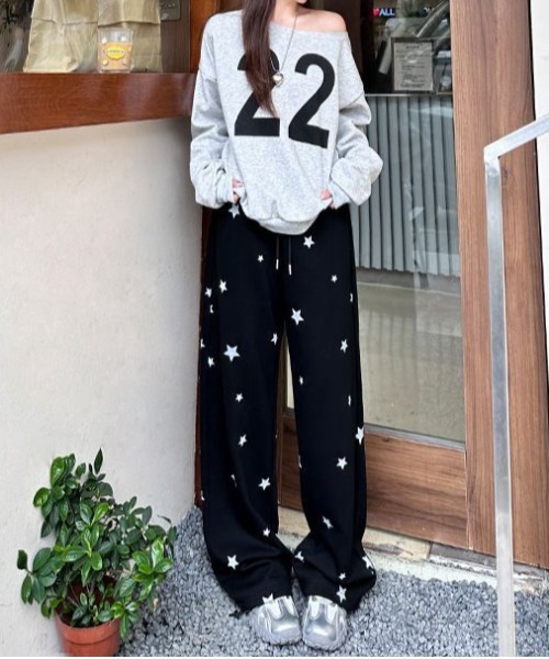 plateau_studio x Randy 星柄スウェットパンツ セール】WEGO/星柄ルーズスウェットパンツ（スウェットパンツ）｜WEGO