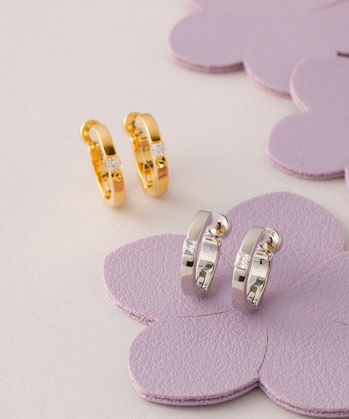 CALIN STANDARD(カリンスタンダード)の「◆金属アレルギー対応◆◆made in japan◆【片手でスムースワンタッチ】フロントキュービックジルコニア スムースクリスタルピアス(ピアス(両耳用)・レディース・ゴールド/シルバー・FREE)」の1枚目の写真