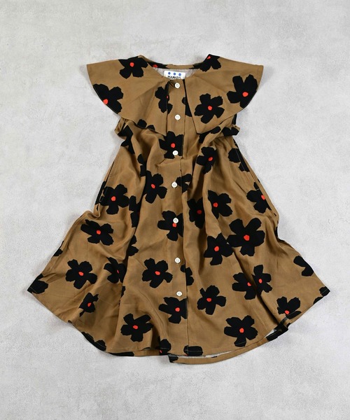 MARKEY'S（マーキーズ）の「総柄ビッグカラーワンピース（ワンピース・キッズ・ベージュ/ライトグリーン・90/100/110/120/130/140/150）」の2枚目の写真