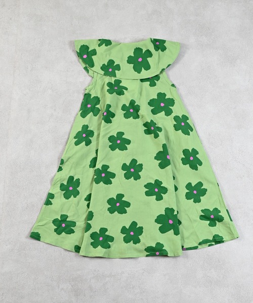 MARKEY'S（マーキーズ）の「総柄ビッグカラーワンピース（ワンピース・キッズ・ベージュ/ライトグリーン・90/100/110/120/130/140/150）」の4枚目の写真
