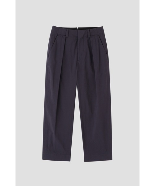 【新品】マーガレットハウエル スラックス パンツ コットン シルク 紺色 新品】マーガレットハウエル スラックス パンツ コットン シルク 紺色
