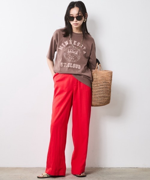 CHIC STYLE（シックスタイル）の「ピグメント染ロゴTシャツ＜大きいサイズ有＞シックスタイル（Tシャツ/カットソー・レディース・サックスブルー/モカ・5L/4L/3L/LL/L/M）」の3枚目の写真