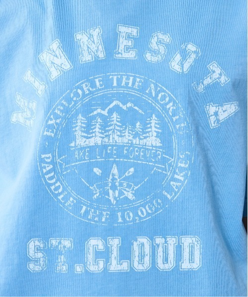CHIC STYLE（シックスタイル）の「ピグメント染ロゴTシャツ＜大きいサイズ有＞シックスタイル（Tシャツ/カットソー・レディース・サックスブルー/モカ・5L/4L/3L/LL/L/M）」の4枚目の写真