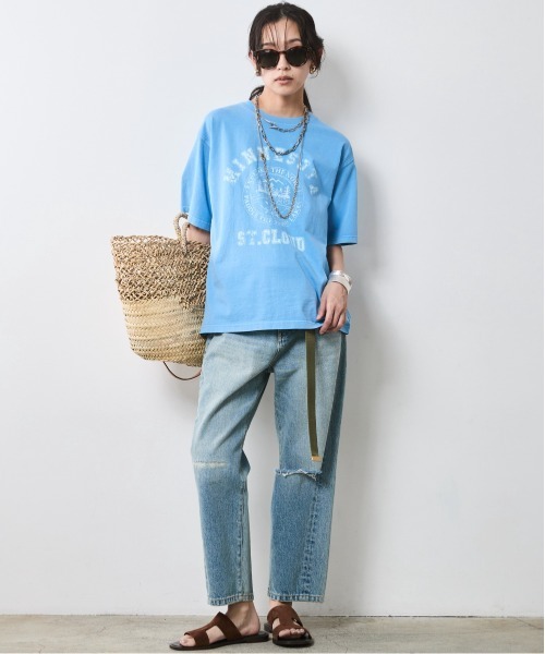 CHIC STYLE（シックスタイル）の「ピグメント染ロゴTシャツ＜大きいサイズ有＞シックスタイル（Tシャツ/カットソー・レディース・サックスブルー/モカ・5L/4L/3L/LL/L/M）」の19枚目の写真