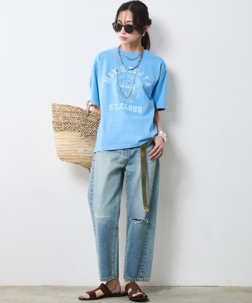 CHIC STYLE（シックスタイル）の「ピグメント染ロゴTシャツ＜大きいサイズ有＞シックスタイル（Tシャツ/カットソー・レディース・サックスブルー/モカ・5L/4L/3L/LL/L/M）」の20枚目の写真