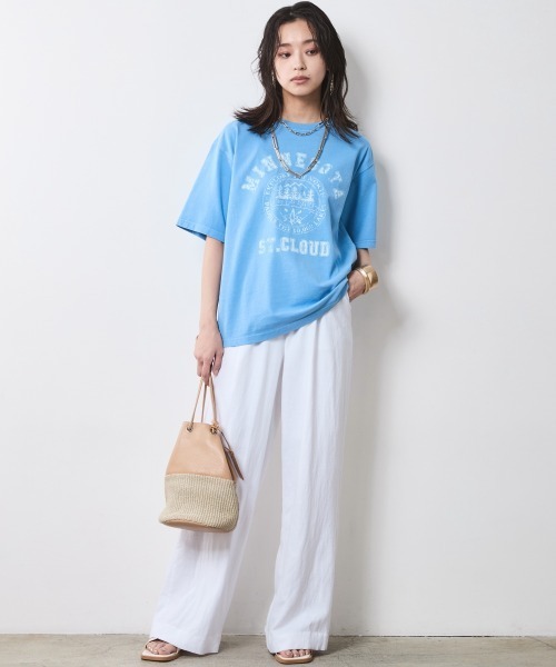 CHIC STYLE（シックスタイル）の「ピグメント染ロゴTシャツ＜大きいサイズ有＞シックスタイル（Tシャツ/カットソー・レディース・サックスブルー/モカ・5L/4L/3L/LL/L/M）」の21枚目の写真