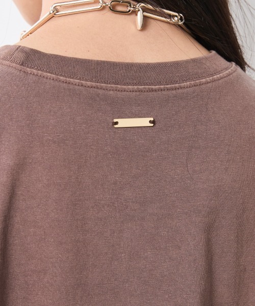 CHIC STYLE（シックスタイル）の「ピグメント染ロゴTシャツ＜大きいサイズ有＞シックスタイル（Tシャツ/カットソー・レディース・サックスブルー/モカ・5L/4L/3L/LL/L/M）」の7枚目の写真