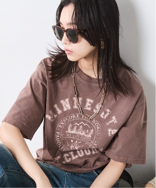 CHIC STYLE（シックスタイル）の「ピグメント染ロゴTシャツ＜大きいサイズ有＞シックスタイル（Tシャツ/カットソー・レディース・サックスブルー/モカ・5L/4L/3L/LL/L/M）」の14枚目の写真