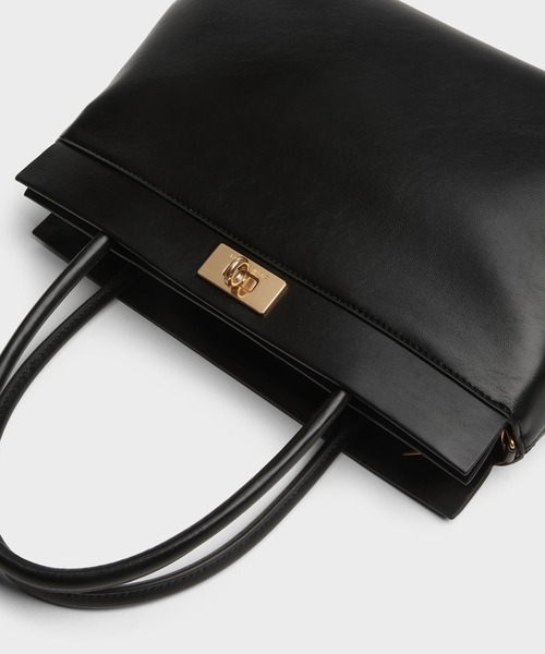 CHARLES & KEITH（チャールズ & キース）の「Lennie レニー トップハンドルサッチェルバッグ（トートバッグ・レディース・ダークブラウン/ブラック・L）」の7枚目の写真