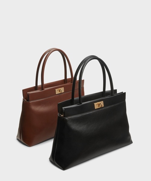 CHARLES & KEITH（チャールズ & キース）の「Lennie レニー トップハンドルサッチェルバッグ（トートバッグ・レディース・ダークブラウン/ブラック・L）」の3枚目の写真