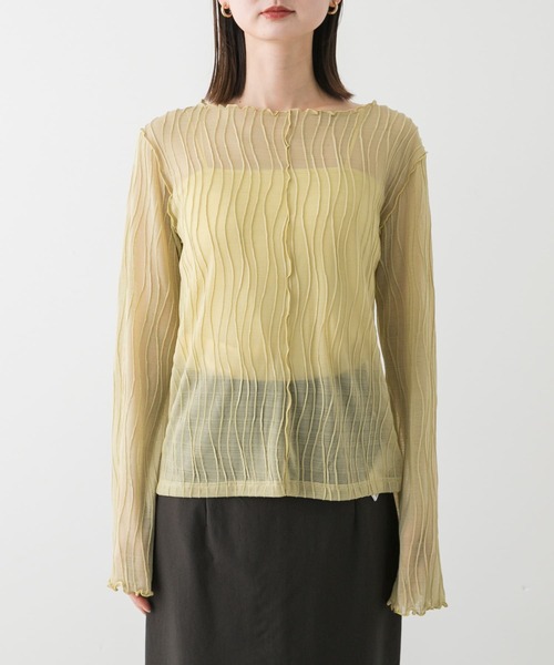 SENSE OF PLACE by URBAN RESEARCH（センスオブプレイスバイアーバンリサーチ）の「ウェーブジャガードトップ（Tシャツ/カットソー・レディース・アイボリー/ブラック/イエロー・ONE）」の19枚目の写真