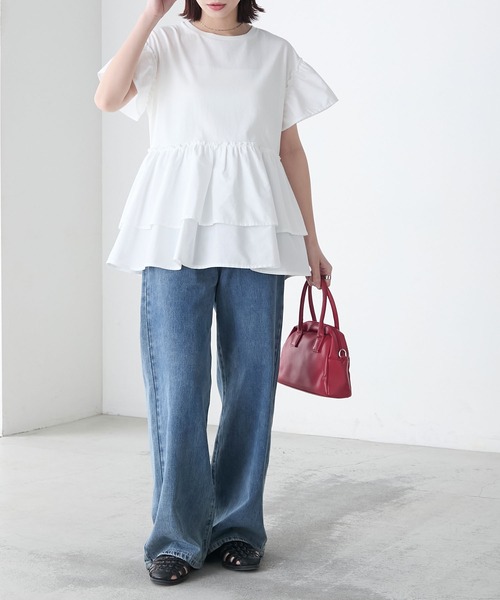 BONLECILL(ボンルシール)の「フリル切替ペプラムTEE(Tシャツ/カットソー・レディース・アイボリー/ブラック/ブルー/ベージュ・FREE)」の10枚目の写真