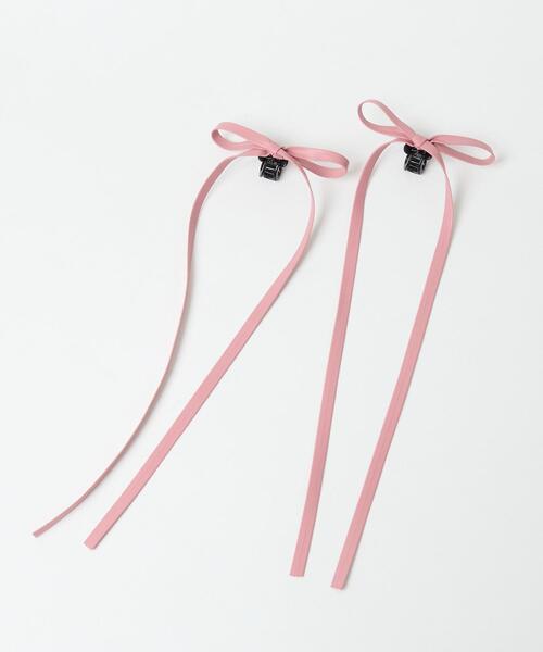 WEGO（ウィゴー）の「WEGO/【2点セット】PUロングリボンクリップ（バレッタ/ヘアクリップ・レディース・ライトピンク/ブラック/オフホワイト/ブラウン・FREE）」の4枚目の写真