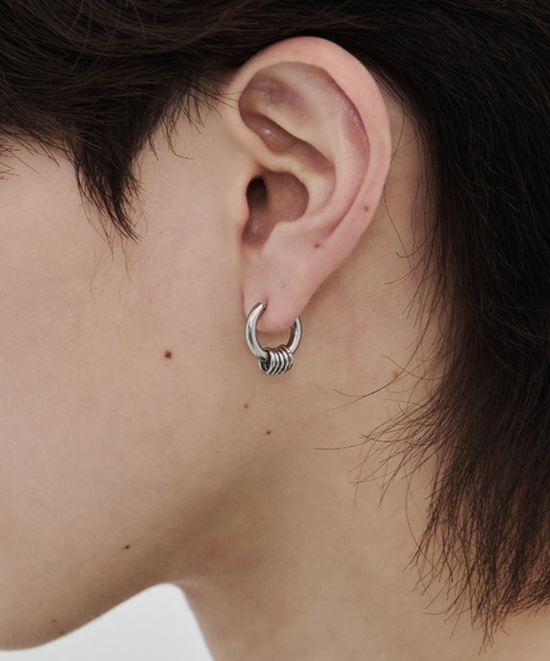 セール】【 金属アレルギー対応 】2way リングフープピアス サージカル
