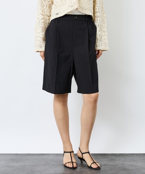 Rouge vif la cle(ルージュヴィフラクレ)の「【Le Melange/ル・メランジュ】スラブタッチドライショートパンツ/セットアップ対応/ショートパンツ【WEB限定】(その他パンツ・レディース・オレンジ系その他/ベージュ/ブラック・フリー)」の2枚目の写真