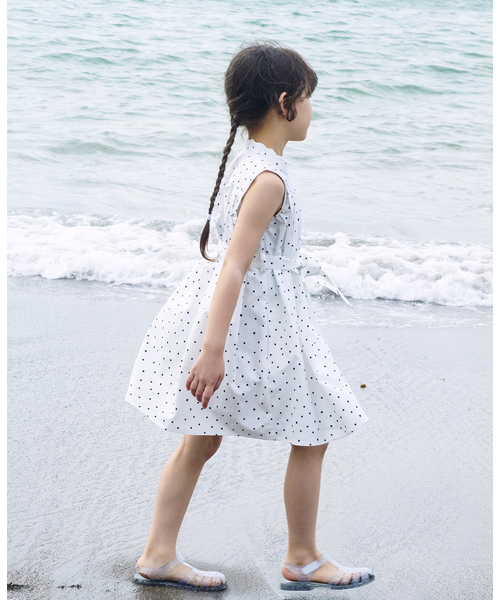 ドットシャツワンピース kids(100cm-130cm)（シャツワンピース