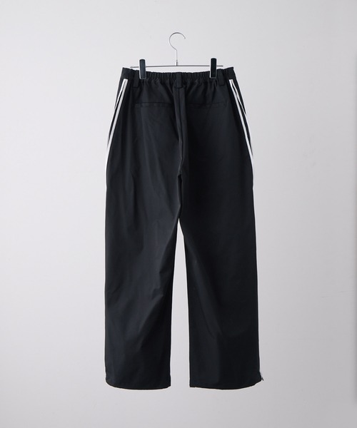 VELNUS】Side zip bicolor design mesh loose nylon track pants