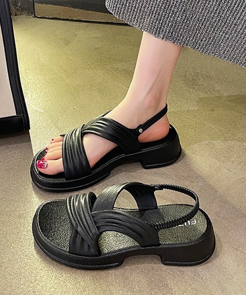 Lace Ladies(レースレディース)の「アシンメトリー バックストラップ 厚底 プラットフォーム サンダル(サンダル・レディース・ブラウン/ブラック/アイボリー・23cm/24cm/25cm)」の4枚目の写真