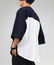 ワイド シャツ切替 Tシャツ ジョーゼット 無地