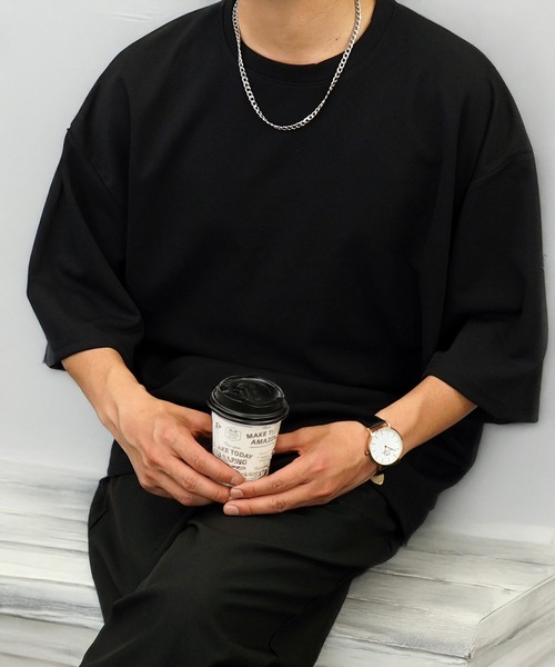 L'atelier(ラトリエ)の「ワイド シャツ切替 Tシャツ ジョーゼット 無地(Tシャツ/カットソー・メンズ・ブラック/ネイビー系/グレー系/ブラウン系・L/LL/M)」の20枚目の写真