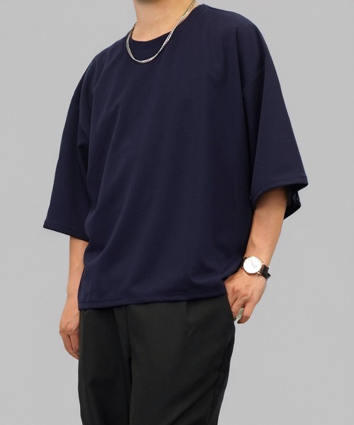 L'atelier(ラトリエ)の「ワイド シャツ切替 Tシャツ ジョーゼット 無地(Tシャツ/カットソー・メンズ・ブラック/ネイビー系/グレー系/ブラウン系・L/LL/M)」の11枚目の写真