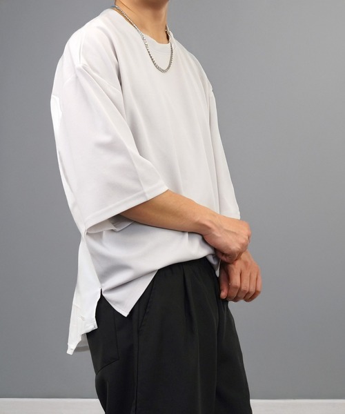 L'atelier(ラトリエ)の「ワイド シャツ切替 Tシャツ ジョーゼット 無地(Tシャツ/カットソー・メンズ・ブラック/ネイビー系/グレー系/ブラウン系・L/LL/M)」の5枚目の写真