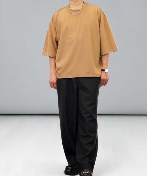 L'atelier(ラトリエ)の「ワイド シャツ切替 Tシャツ ジョーゼット 無地(Tシャツ/カットソー・メンズ・ブラック/ネイビー系/グレー系/ブラウン系・L/LL/M)」の13枚目の写真