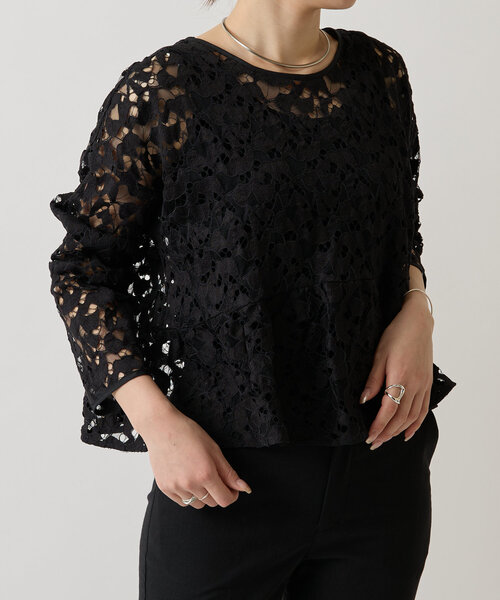 LIVETART(リヴェタート)の「リバーレースクロップドブラウス(シャツ/ブラウス・レディース・ブラック/ホワイト・FREE)」の17枚目の写真